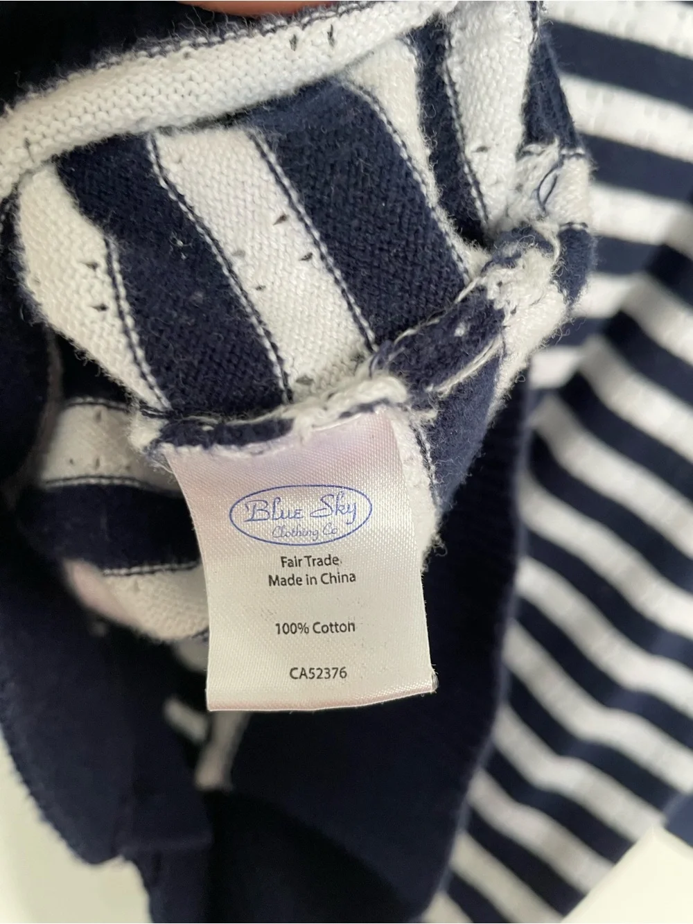 Blue Sky Clothing Co Navy & White Striped V-Neck Button-Up Cardigan - Picture 3 of 3